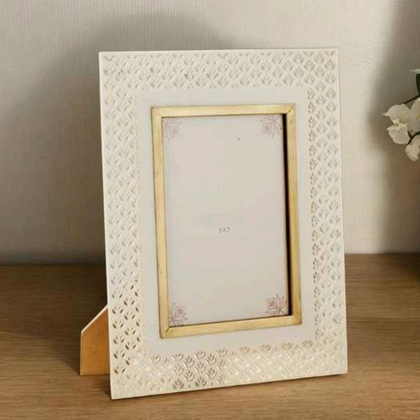 Ivory Gold Carved Photo Frame