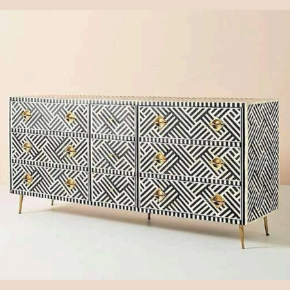 Geometric Elegance Bone Inlay Dresser