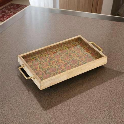Vintage Floral Wooden Serving Tray