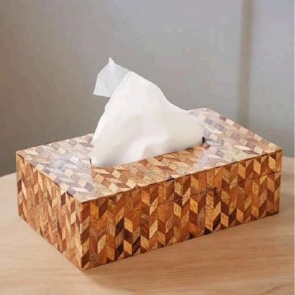 Rustic Mosaic Wooden Tissue Box Holder
