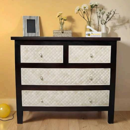 Ivory Mosaic Chest of Drawers