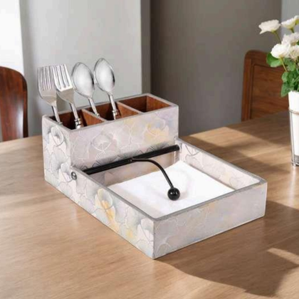 Floral Cutlery and Napkin Holder