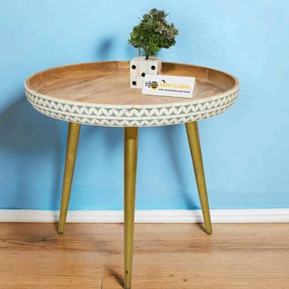 Handcrafted Round Wooden Side Table