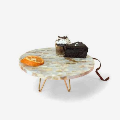 Mother of Pearl Cake Stand with Metal Legs