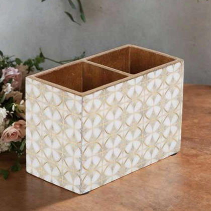 Ivory Petal Mosaic Wooden Organizer