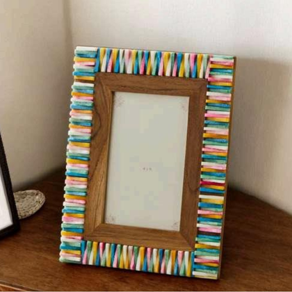 Rainbow Stripes Mother of Pearl Photo Frame (4×6)