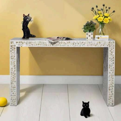 Ivory Mosaic Console Table
