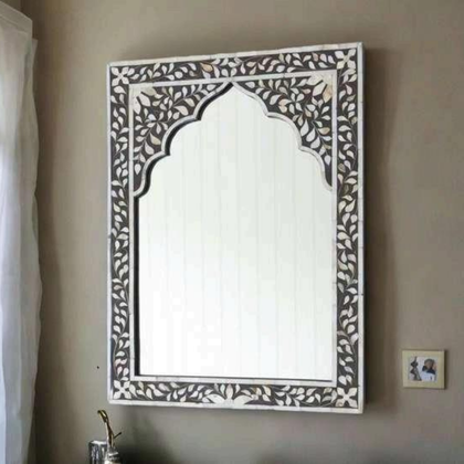 Mughal Arch Design Bone Inlay Wall Mirror