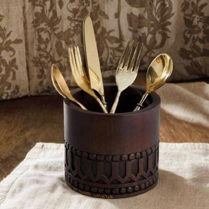 Handcrafted Wooden Cutlery Holder