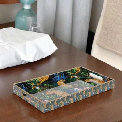 Handcrafted Jungle Print Decorative Serving Tray