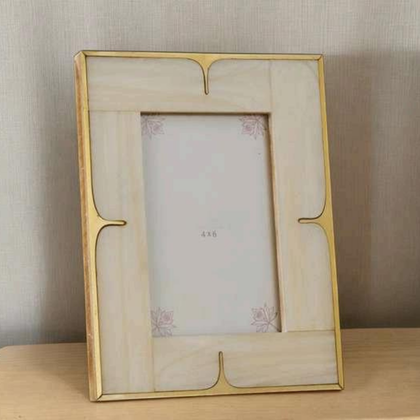 Ivory and Gold Inlay Photo Frame
